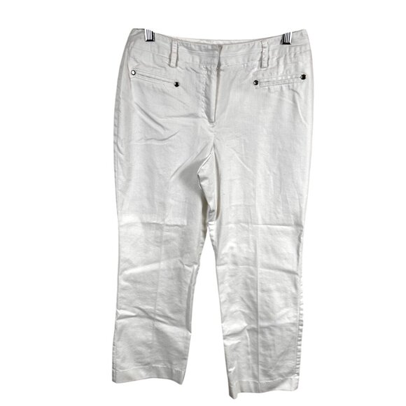 Dressbarn 8P Blend Pants  Button Pockets White 77% Cotton 20% Polyester - Picture 3 of 12